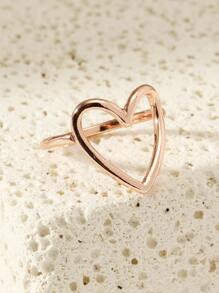 1 chiếc nhẫn trang trí hình trái tim tối giản và thời trang, thích hợp cho trang phục hàng ngày của phụ nữ - Hoa hồng vàng - Xem 4