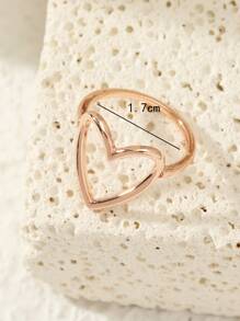 1 chiếc nhẫn trang trí hình trái tim tối giản và thời trang, thích hợp cho trang phục hàng ngày của phụ nữ - Hoa hồng vàng - Xem 3