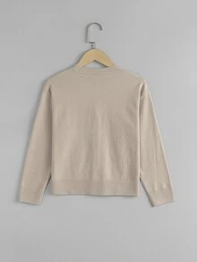 Boys Solid Double Pocket Cardigan - Khaki - View 2