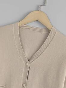 Boys Solid Double Pocket Cardigan - Khaki - View 3