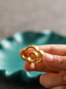 1pc Cloud - Shaped Incense Holder - Retro Copper Incense Stick Burner For Aromatherapy & Home Decor - Gold - View 2