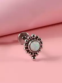 Piercing de labio con decoración de ópalo, joyería de acero inoxidable, Piercing perfecto Punk para mujeres y hombres, regalo de joyería corporal - Multicolor - Ver 1