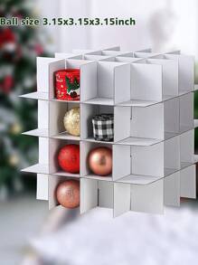 1pc Christmas Ornament Storage Box, 64 Compartments, Zipper Closure Christmas Storage Box With Handle, Red Transparent Christmas Organizer Box, Christmas Organizing Supplies - Clear - View 4