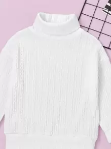 SHEIN Young Boy 2pcs Solid Turtleneck Sweatshirt - Black and White - View 5