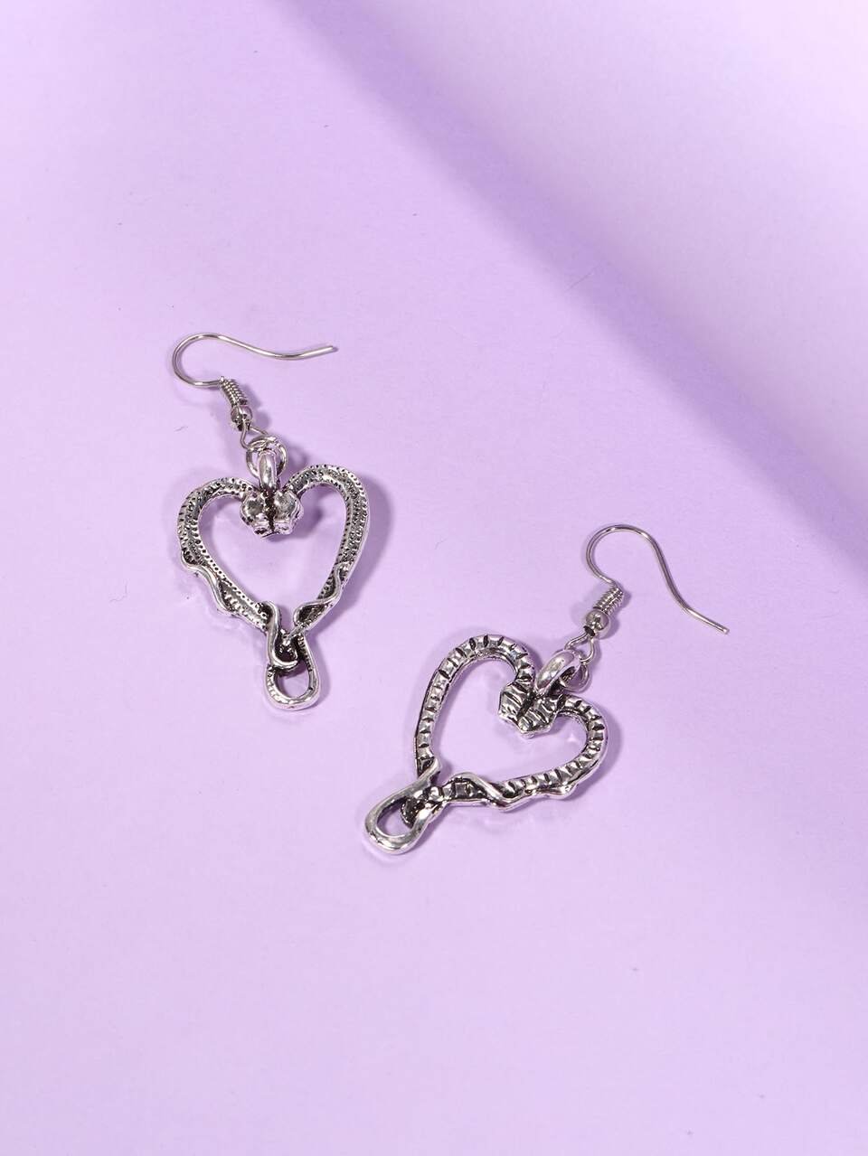 Serpentine Heart Decor Drop Earrings