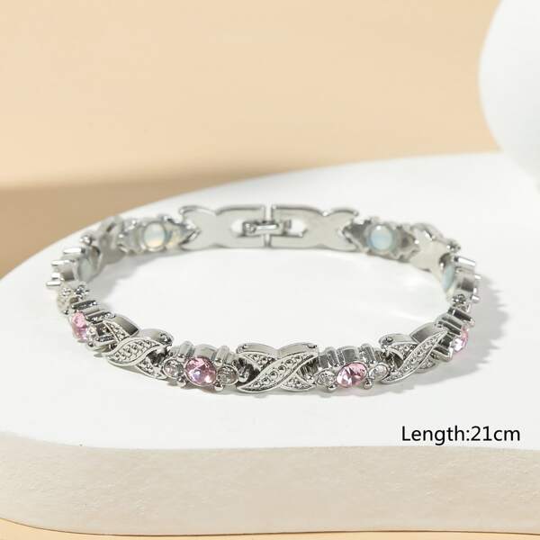

Rhinestone Decor Bracelet, Pink
