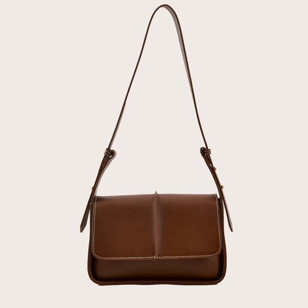 

Minimalist Flap Square Bag, Coffee brown