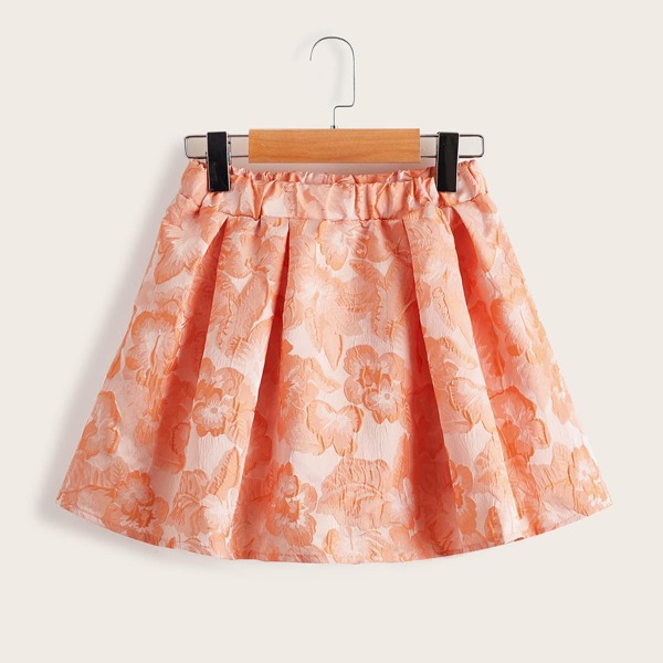 

Toddler Girls Jacquard Pleated Skirt, Orange