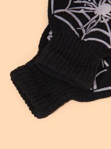 1 件蜘蛛网图案手套，用于万圣节装饰 - 黑色 - 查看 3