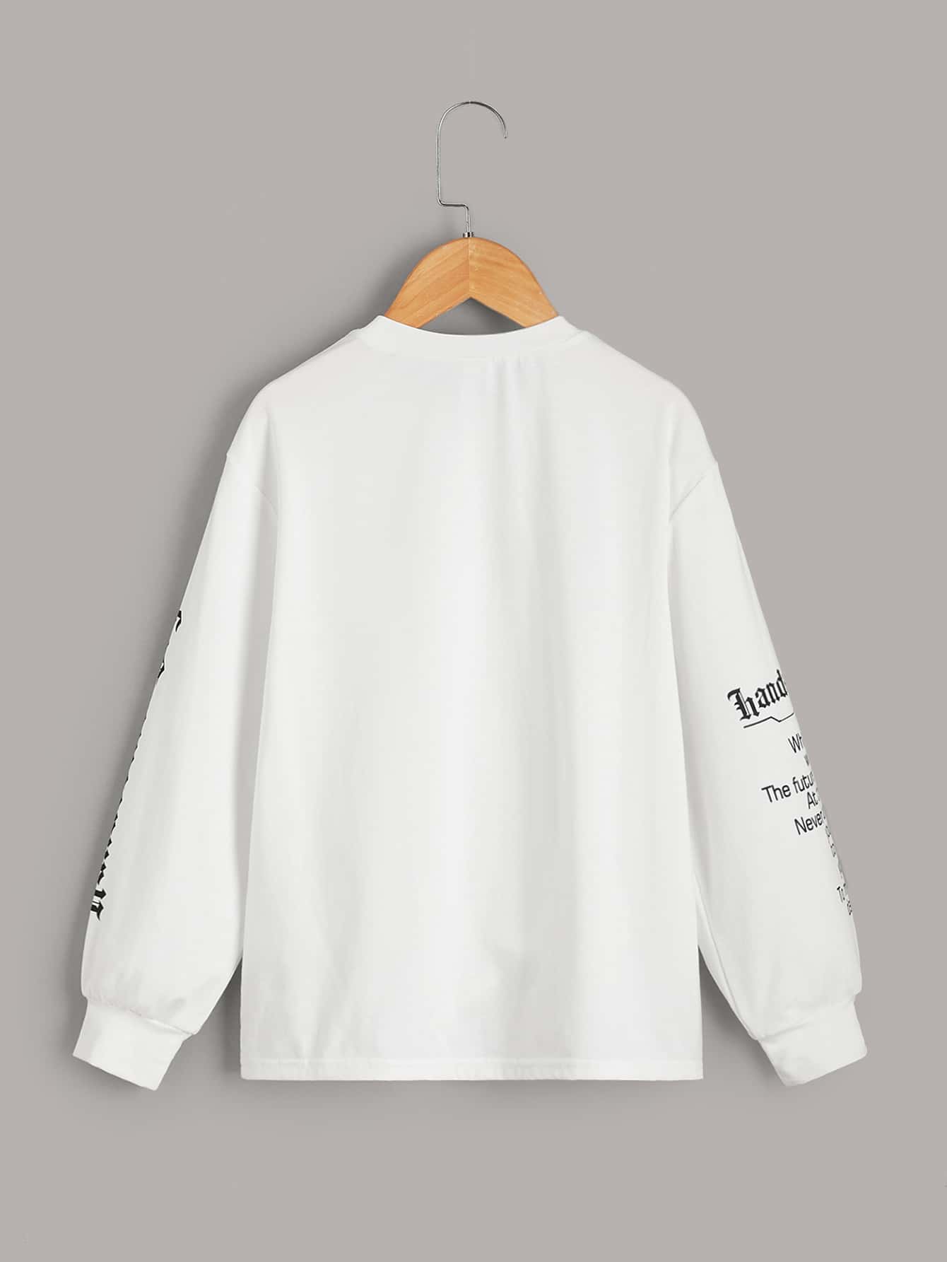 SHEIN Leap Crew 適合青少年男孩的口號圖形t恤 - 白色 - 查看 2