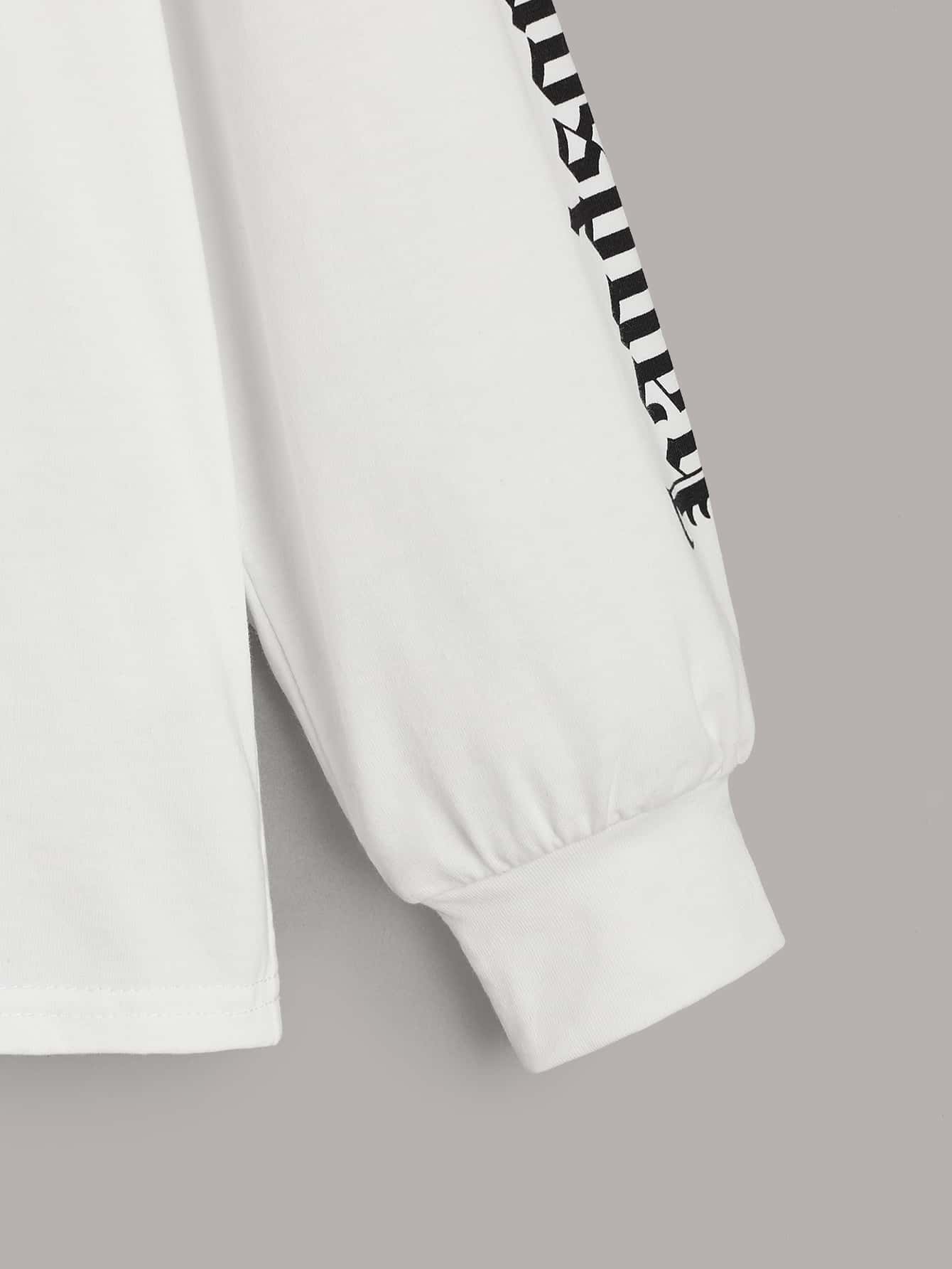 SHEIN Leap Crew 適合青少年男孩的口號圖形t恤 - 白色 - 查看 4