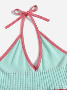 SHEIN VCAY Áo dệt kim nữ Viên lá sen Buộc lại Khối Màu Gợi cảm - Nhiều màu - Xem 5