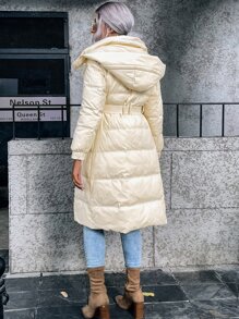 SHEIN LUNE Áo lông nữ Túi Dây kéo màu trơn Giải trí - Màu be - Xem 2