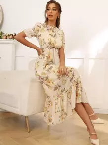 Modelyn Đầm Viên lá sen Hoa Boho - Màu vàng - Xem 1