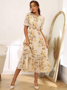 Modelyn Đầm Viên lá sen Hoa Boho - Màu vàng - Xem 6