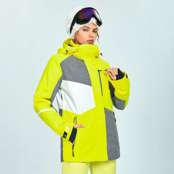 

Wind-Proof Waterproof Colorblock Hooded Sports Jacket, Multicolor