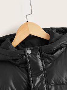 SHEIN 男孩拉鍊口袋連帽羽絨服