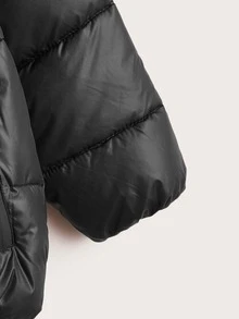 SHEIN 男孩拉鍊口袋連帽羽絨服