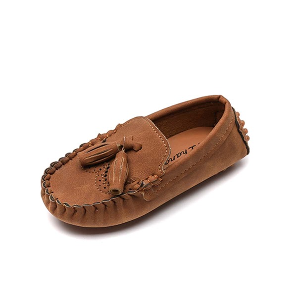 

Girls Stitch Trim Slip On Loafers, Brown