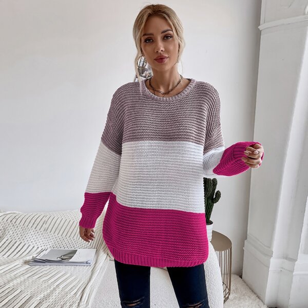 

Drop Shoulder Colorblock Sweater, Multicolor