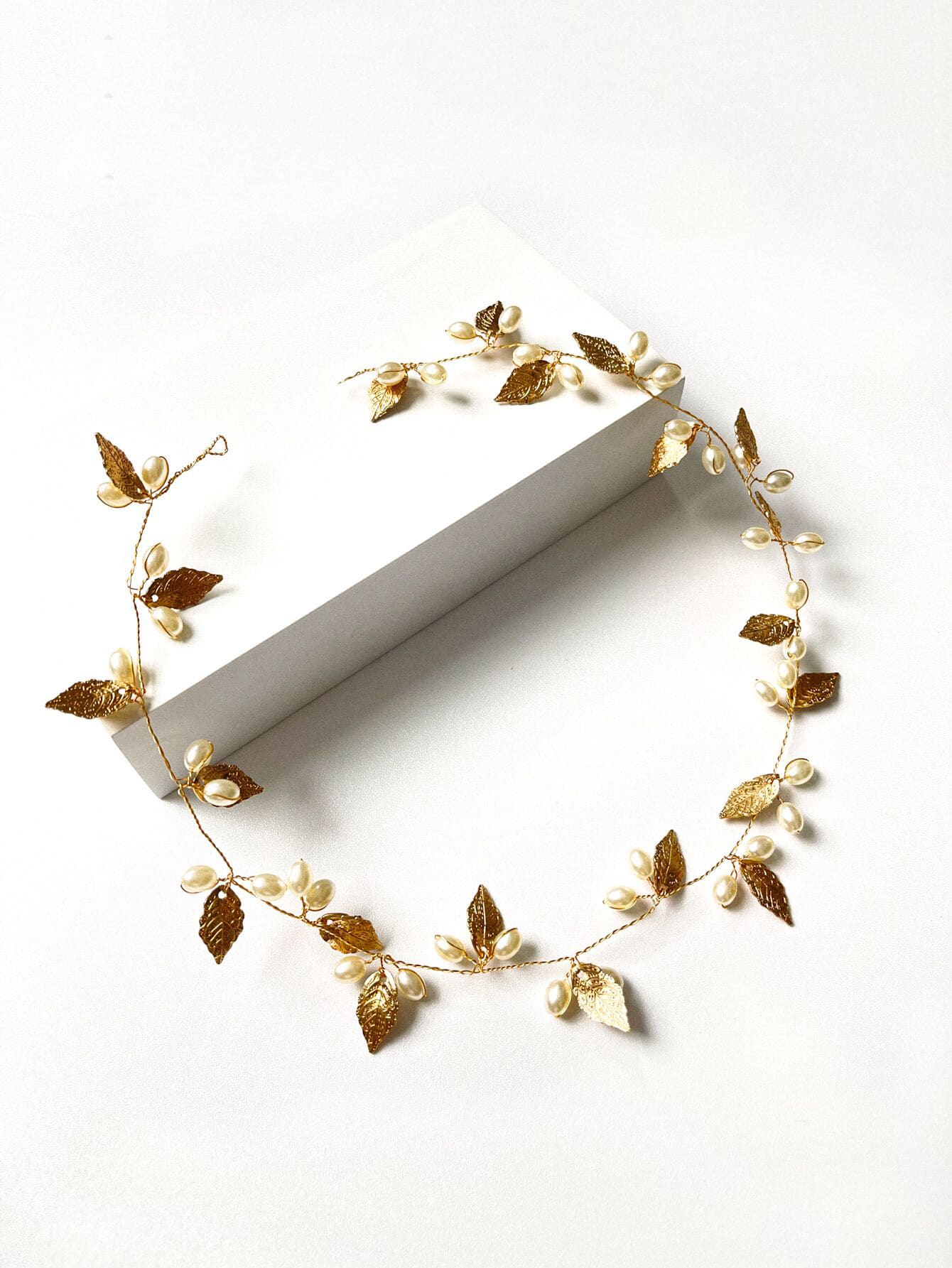 仿珍珠和树叶装饰新娘发带波西米亚风优雅头饰万圣节