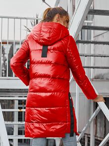 ZIAI Fashionable Women's Glossy Ski Jacket, Long Down Coat With Hood For Winter - Red - View 4