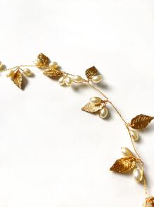 仿珍珠和树叶装饰新娘发带波西米亚风优雅头饰万圣节