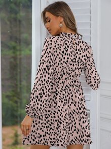 SHEIN Clasi 滿版印花褶邊燈籠袖連衣裙 - 彩色 - 查看 2