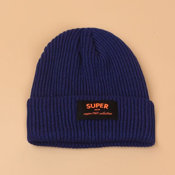 

Letter Label Beanie, Blue