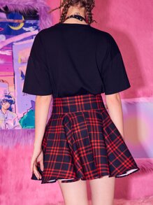 ROMWE J-Fashion Plaid Lace Up Skirt - Multicolor - View 2