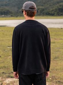 Men Zip Up Cardigan - Black - View 2