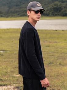 Men Zip Up Cardigan - Black - View 3