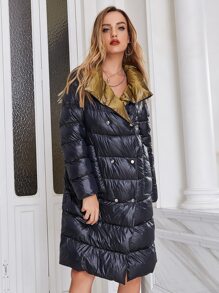 ZIAI Abrigo acolchado de doble botonadura - Negro - Ver 1