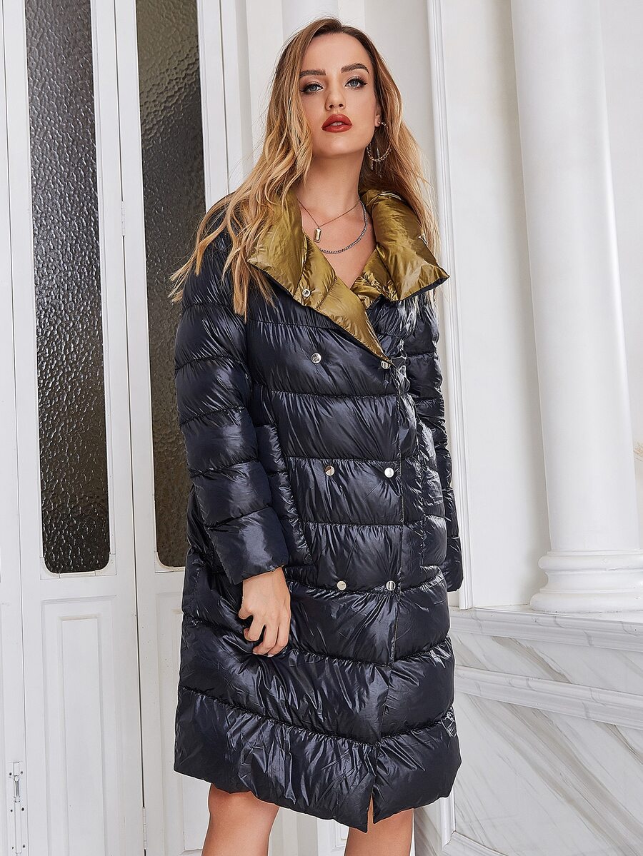 ZIAI Abrigo acolchado de doble botonadura - Negro - Ver 1