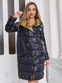 ZIAI Abrigo acolchado de doble botonadura - Negro - Ver 3