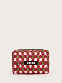 SHEIN Plaid Pattern Makeup Bag - Multicolor - View 1