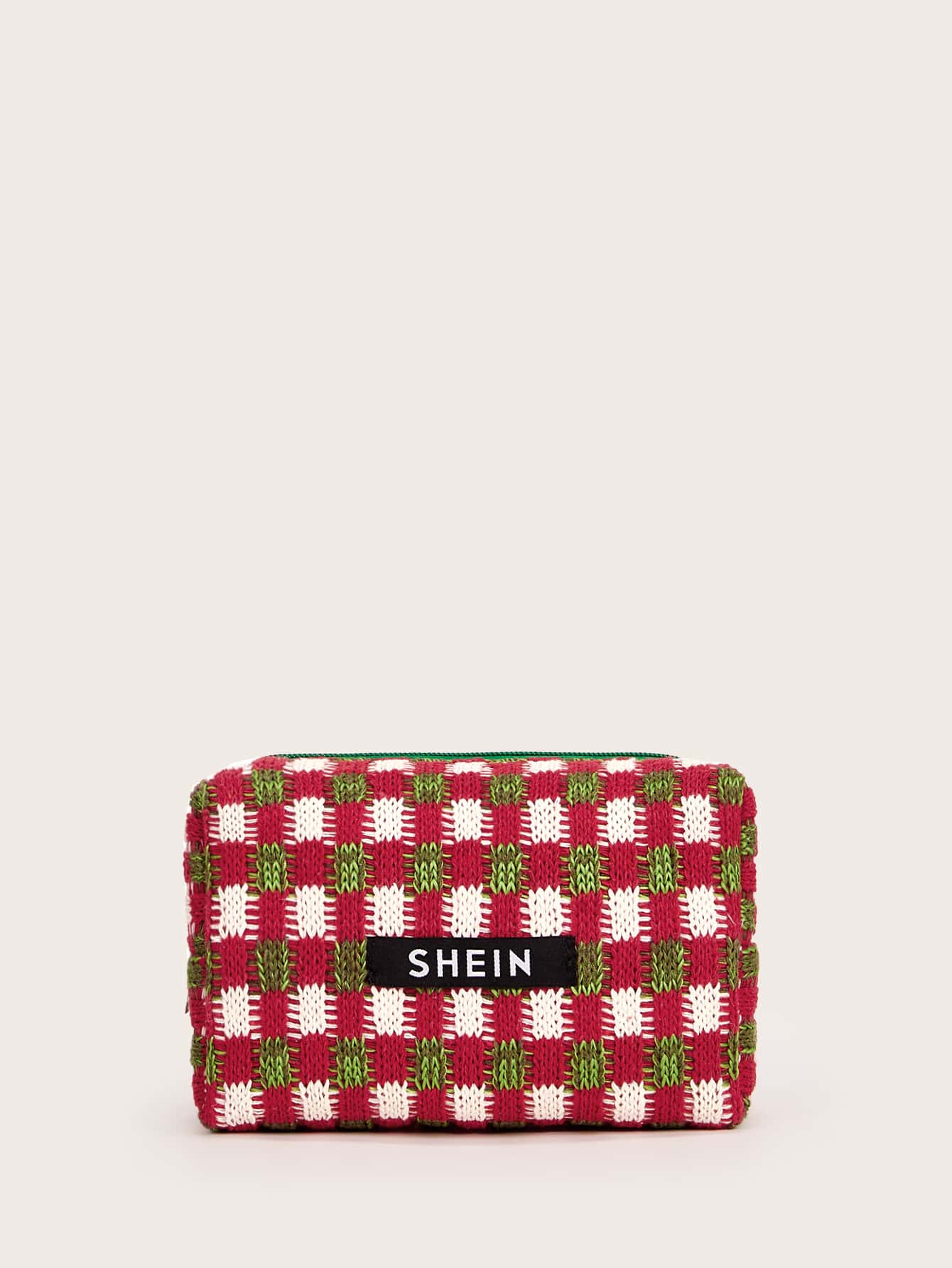 SHEIN Plaid Pattern Makeup Bag - Multicolor - View 1