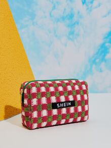 SHEIN Plaid Pattern Makeup Bag - Multicolor - View 3