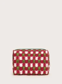 SHEIN Plaid Pattern Makeup Bag - Multicolor - View 4