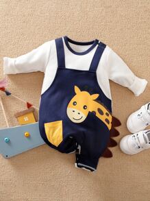 Yierying Áo liền quần Em bé Nút Hoạt hình Khối Màu Dễ thương - Nhiều màu - Xem 1