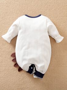 Yierying Áo liền quần Em bé Nút Hoạt hình Khối Màu Dễ thương - Nhiều màu - Xem 2