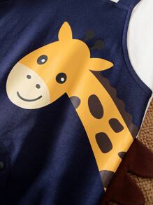 Yierying Áo liền quần Em bé Nút Hoạt hình Khối Màu Dễ thương - Nhiều màu - Xem 3