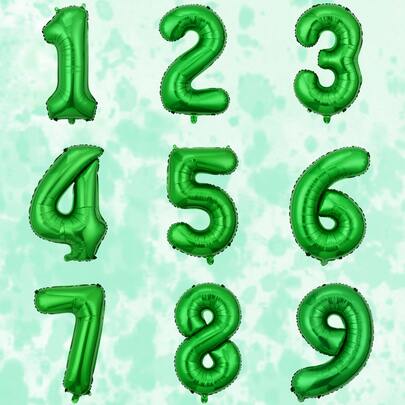 H.L.BALLOON 1 套 32 英寸绿色数字气球和 16 英寸绿色数字 1，圣诞节