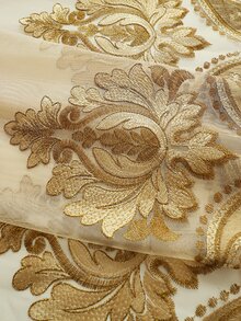 Embroidery Detail Single Panel Sheer Curtain - Yellow - View 5