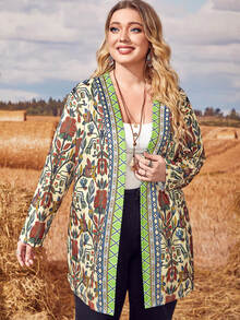 EMERY ROSE Plus Floral Print Drop Shoulder Coat - Multicolor - View 4