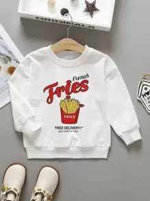 年輕女孩薯條和口號圖形運動衫