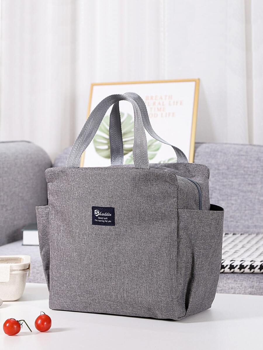 BRIVILAS 1pc Large Capacity Insulated Lunch Bag With Dual Pockets