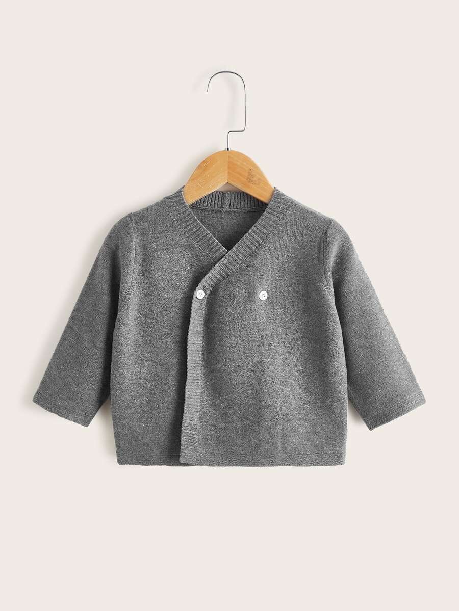Cardigans bé Nút màu trơn Giải trí - Xám - Xem 1