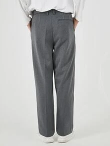 Manfinity Homme 男士斜插口袋褶皺面料長褲 - 灰色 - 查看 2