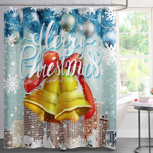 

Christmas Bell Print Shower Curtain, Multicolor